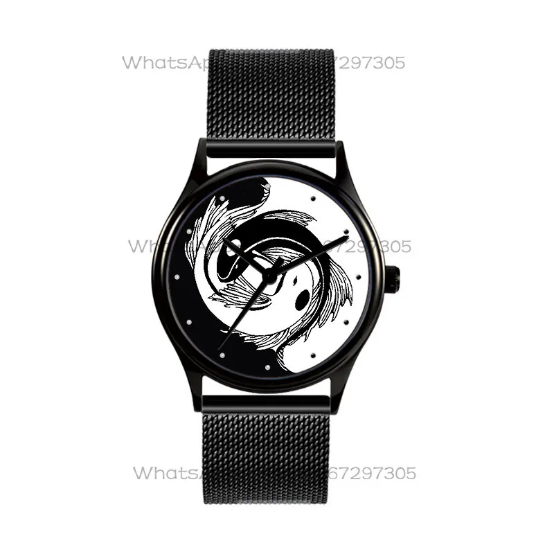 Traditional culture retro tai chi yin and yang fish gossip simple fashion casual watch male student custom birthday gift