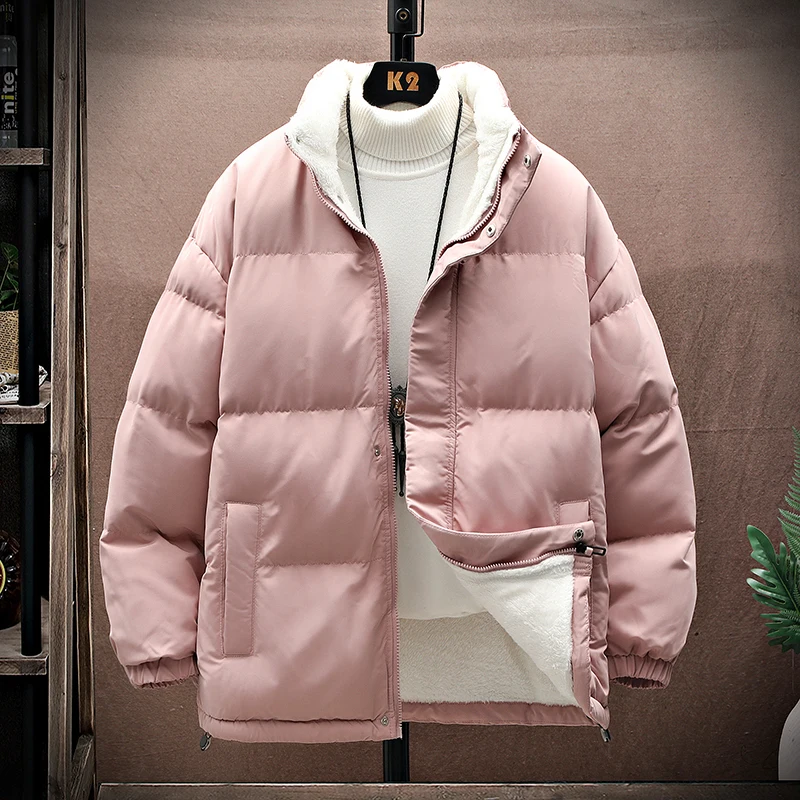 Couples Solid Color Down Coats Standing Collar Warm Simple Solid Color Thin Look High Trend All Quality Fabric Comfortable Skin