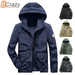 Men Spring Brand New Casual Detachable Hat Windproof Warm Jacket Coat Men 2023 Autumn Fashion Sport Pocket Jacket Trench Men