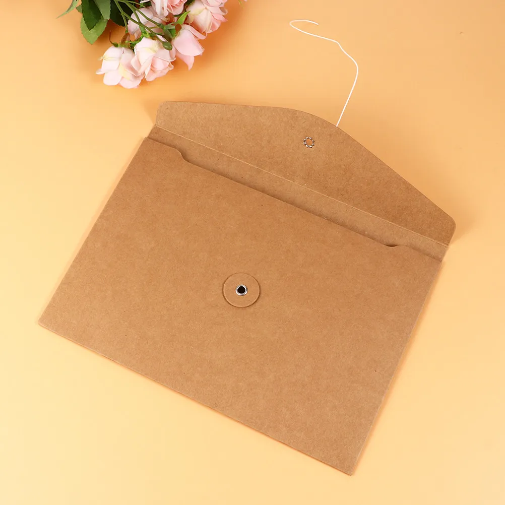 

10Pcs Brown Kraft Paper File Pouches for Documents Files Organizing Portable Daily Use Travel Work Home Office A4 Paper File