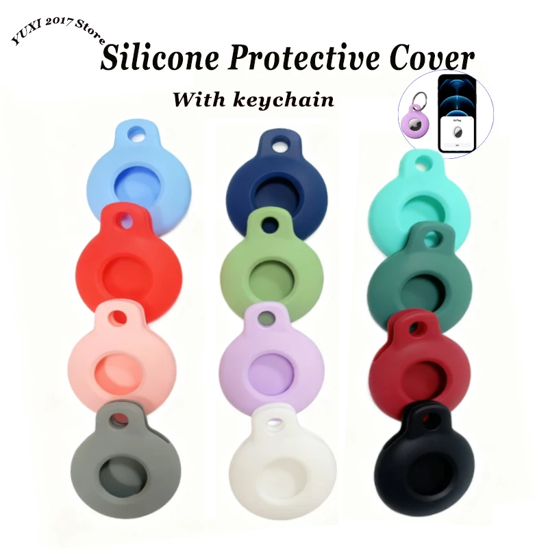 Silicone World Anti-Lost Protective Sleeve For Apple AirTag Portable Keychain Locator Tracker Hangable Case