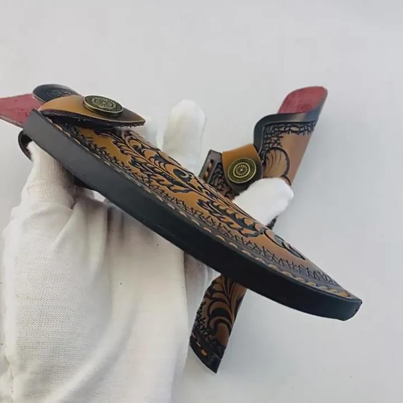 3 Sizes 163MM 182MM 200MM Full Length Cowhide Leather Small Medium Straight Knife Sheath Scabbard