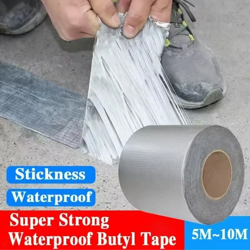 YM High Temperature Resistant Waterproof Aluminum Foil Butyl Tape for Wall Pool Roof Duct Repair Self-Sealing Crack Sealer