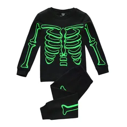 Kids Skeleton Costume Boys Girls Skull Glowing in the Dark Clothes Sets Child Halloween Party Costumes Novetly Cosplay Outfit