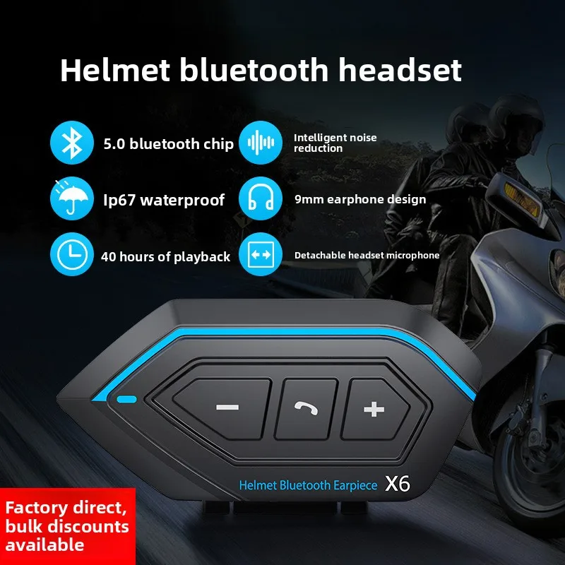 Helmet Bluetooth Headset Motorcycle Helmet Headset Waterproof 800mA Bluetooth 5.0 Solution Intelligent Noise Reduction