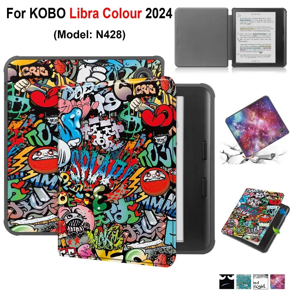 

Auto Sleep/Wake 7 inch e-Reader Case Shockproof Anti Scratch N428 Smart Cover Newest for Rakuten Kobo Libra Colour 2024
