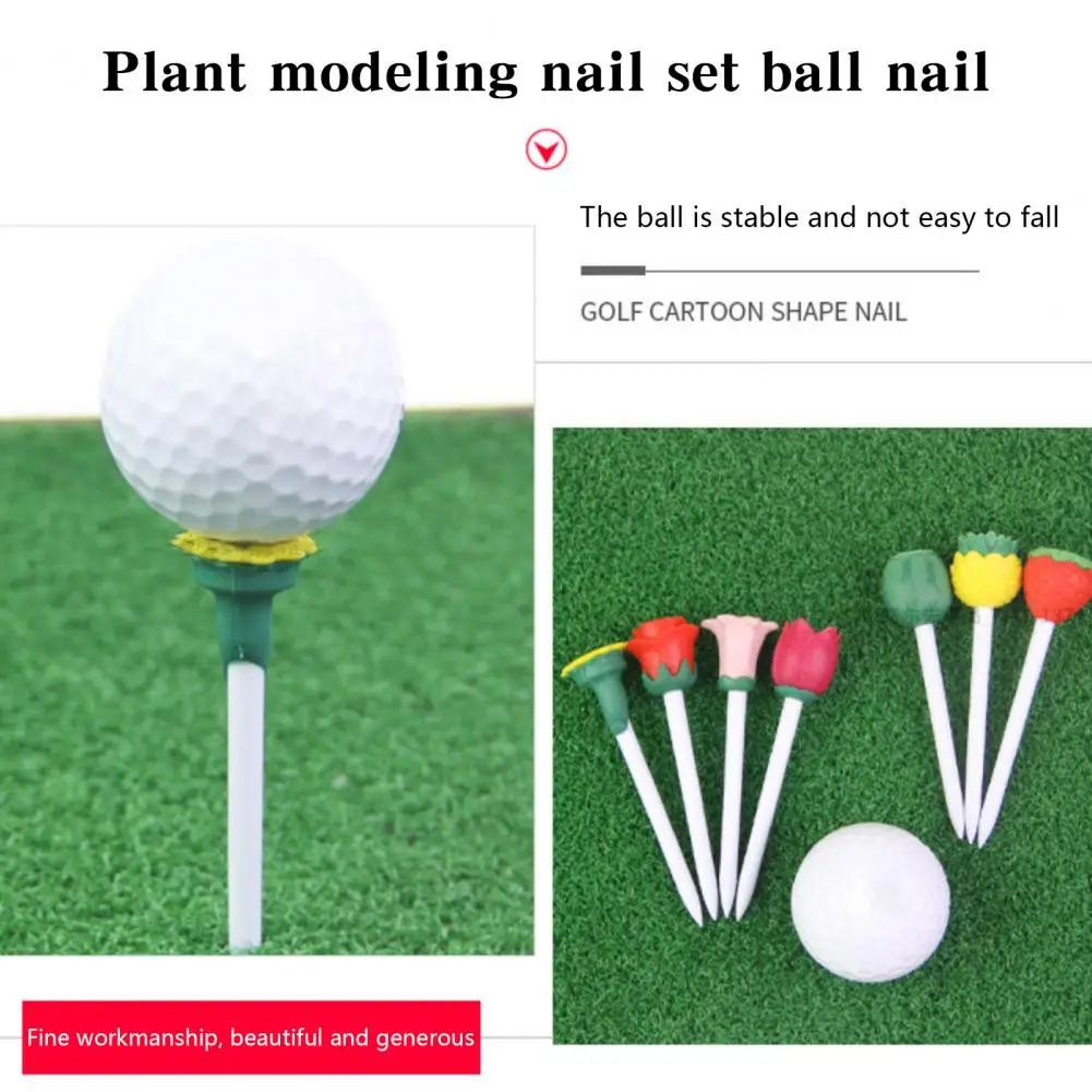 6Pcs Golf Tees Pineapple Banana Flower Shape Golf Training Tees Fruit Shape Rubber Golf Tees Golf Supplies