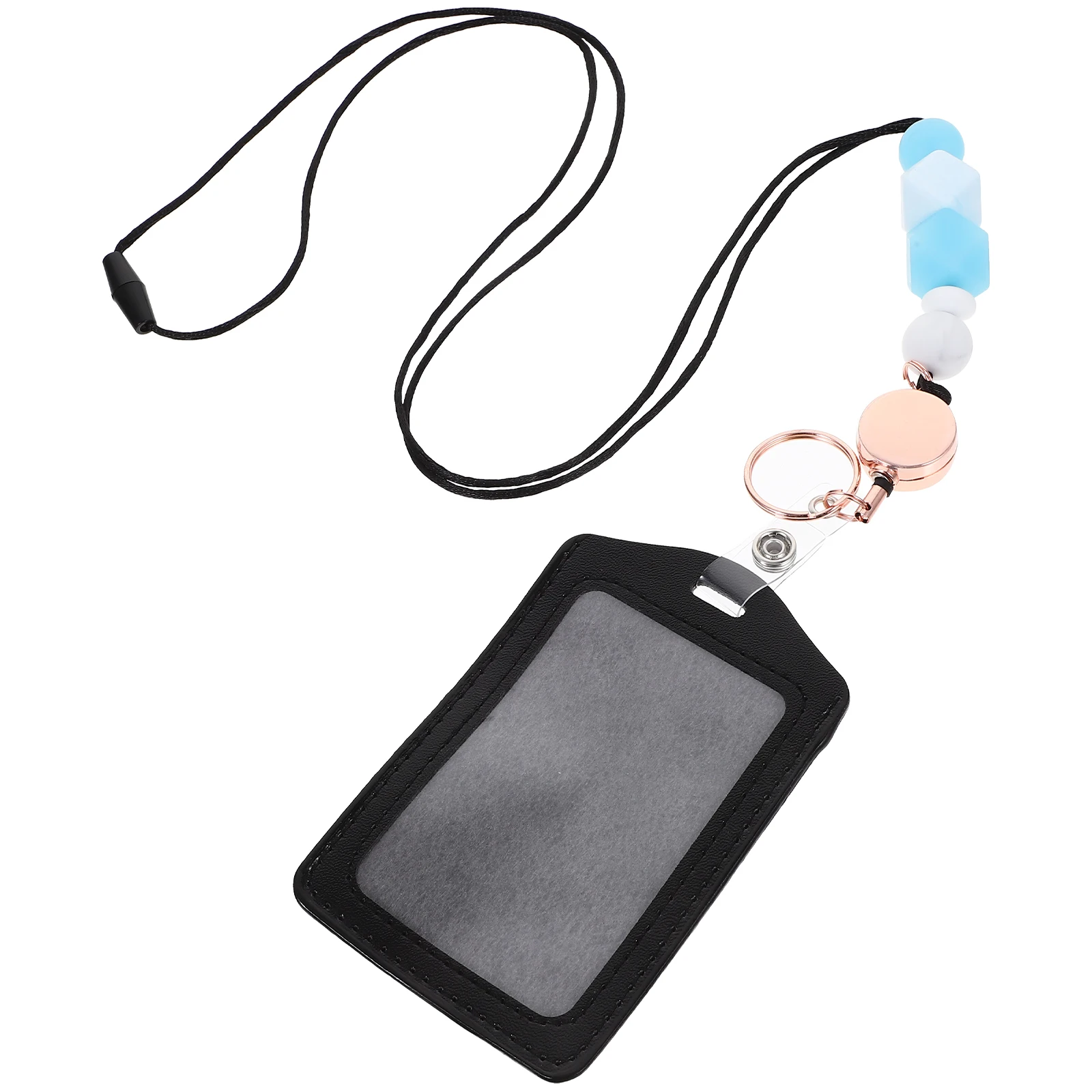 

1 Set Silicone Bead Lanyard Id Holder Work Badge Protector Student Card Sleeve Portable Multifunction Card Case For Bus