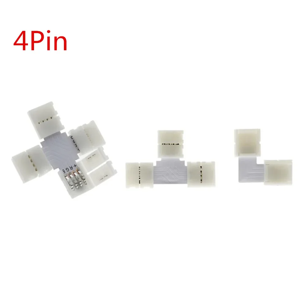 2pin 4pin 5pin LED Strip Connector for Light Wire Connection 10mm L Shape / T Shape / X Shape Free Welding Connector 50pcs/lot