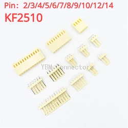 암수 소켓 하우징 플러그 핀 헤더 크림프 단자 KF-2510, KF2510 커넥터, 2.54mm 피치, 2P-10 핀, 직선 및 곡선, 100 개