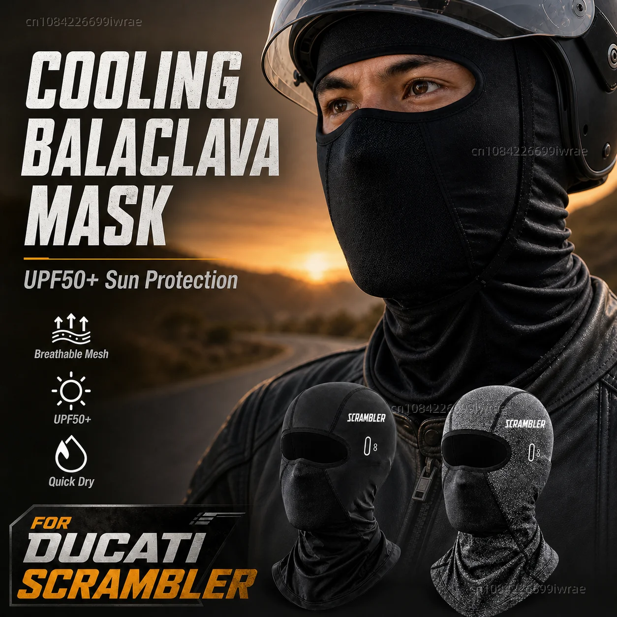 Cooling Motorcycle Balaclava Mask UPF50+ UV Protection Breathable Face Cover Summer For Ducati Scrambler 400 800 1100 2014-2019