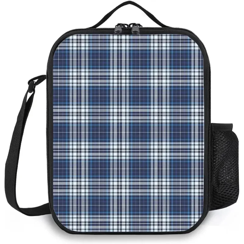 Irish Green insulated lunch bag lunch box tartan symmetrical line plaid fashion durable reusable lunch box for adult men women