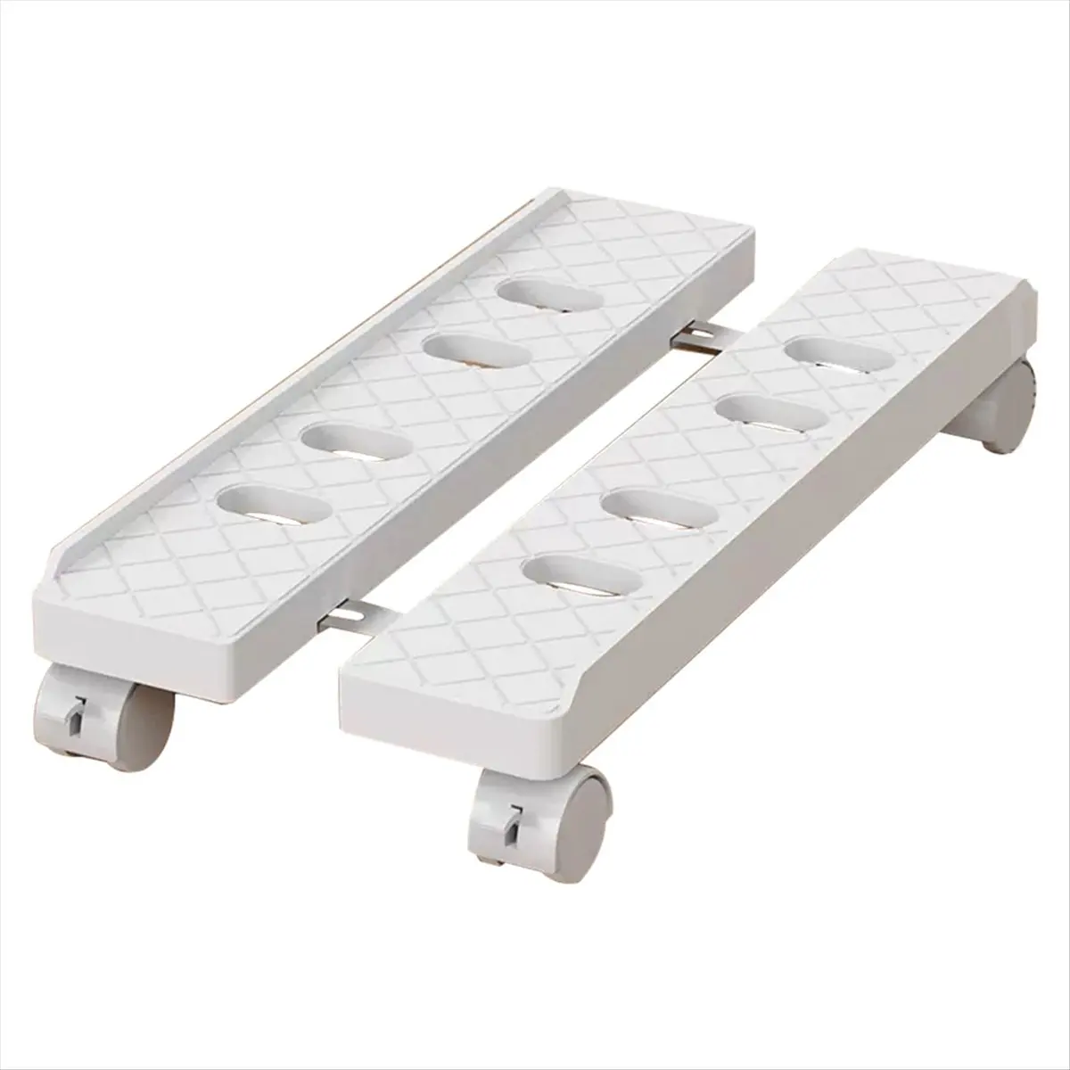 B21B Adjustable Mobile PC Tower Stand - Telescopic CPU Holder with Rolling Casters, Desktop Computer Cart White