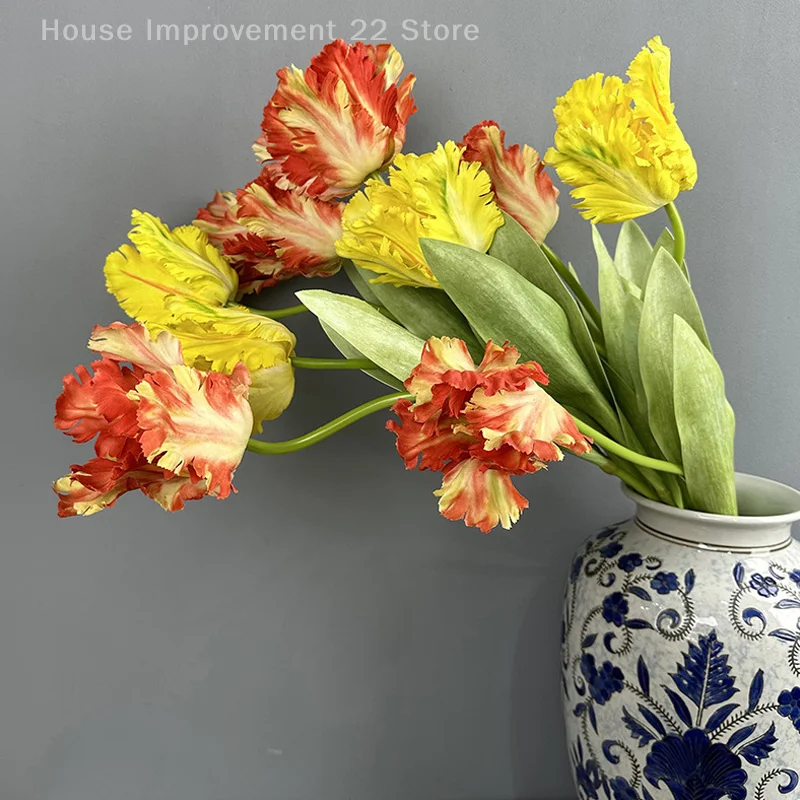 1 pz resistente all'usura 68 cm lavorazione squisita stelo lungo 3D pappagallo tulipano fiore finto fiore artificiale per la casa