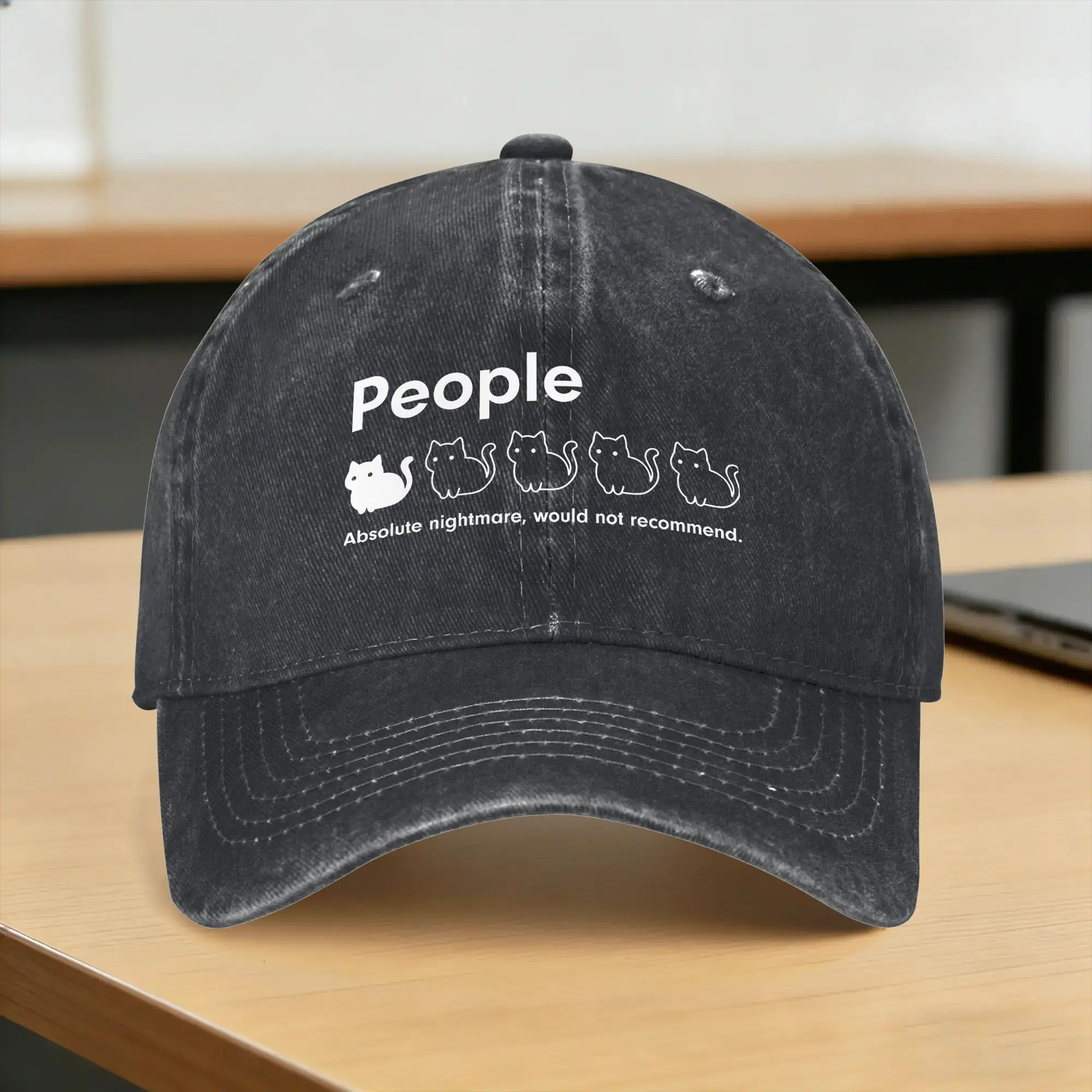 People 1 Star Absolute Nightmare Would Not Recommend Cat Casual Baseball Cap For Female Male Summer  Hiking Fishing Trucker Hat