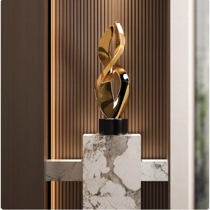 Abstract Art Sculptures Electroplated Gold Figurines Luxury Modern Ornaments Creative Aesthetic Living Room Home Decoration Gift