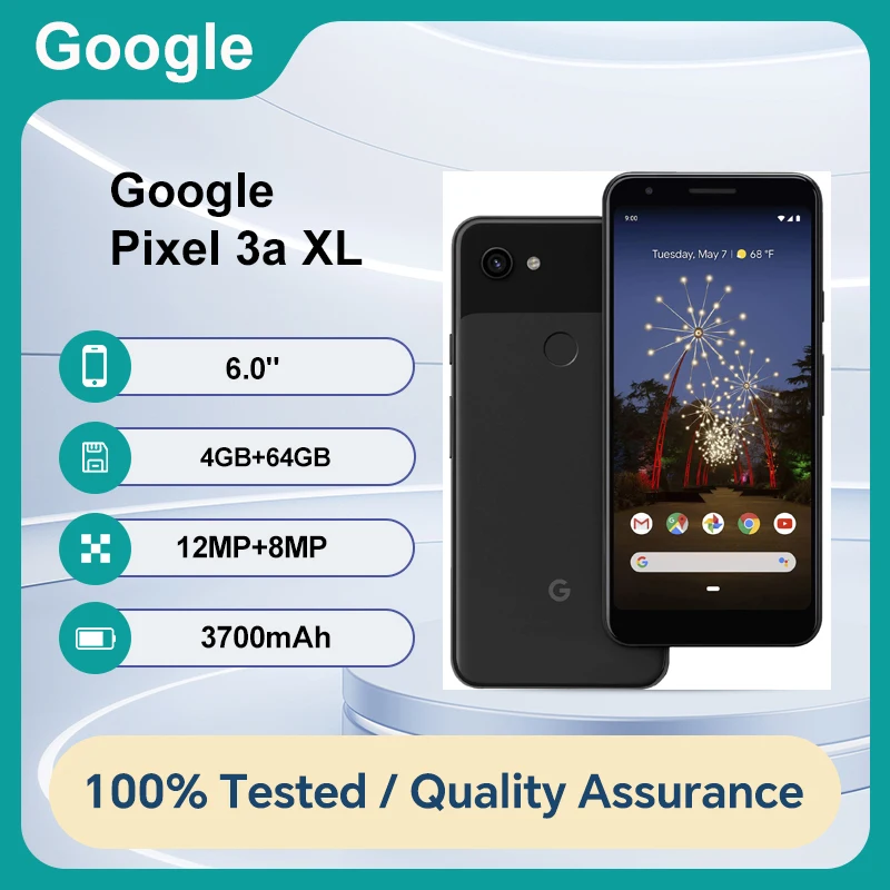 بصمة أصابع Google Pixel 3a XL 4G NFC أصلية غير مقفلة 64 جيجابايت 4 جيجابايت رام 6.0 بوصة 12 ميجابكسل أندرويد 9.0 3700 مللي أمبير في الساعة