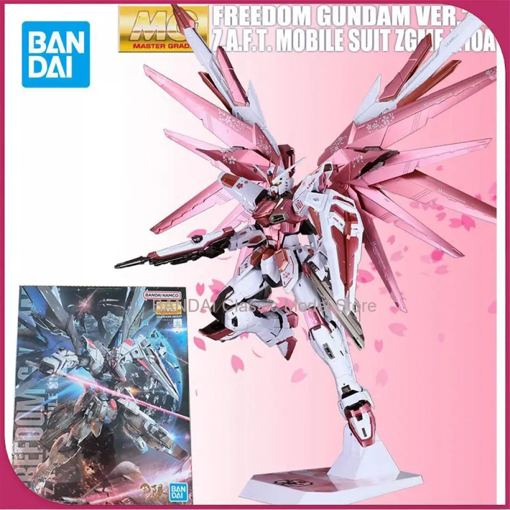 Bandai Freedom Gundam figura de acción MG Pink Sakura 2,0 Freedom Gundam modelo Kit juguete pintura modificación acción y figuras de juguete
