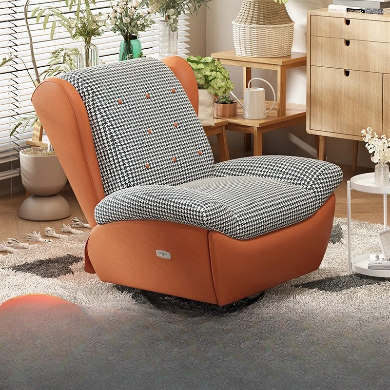 Electric single sofa Multifunctional lazy sofa Sleeping and reclining Rotating light luxury leisure living room rocking chair
