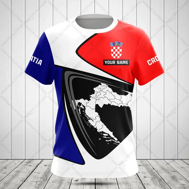 Croatia National Emblem Printing Cool Flag Fashion New Casual Men's And Women's Round Neck Short Sleeve Oversized Sports T-shirt