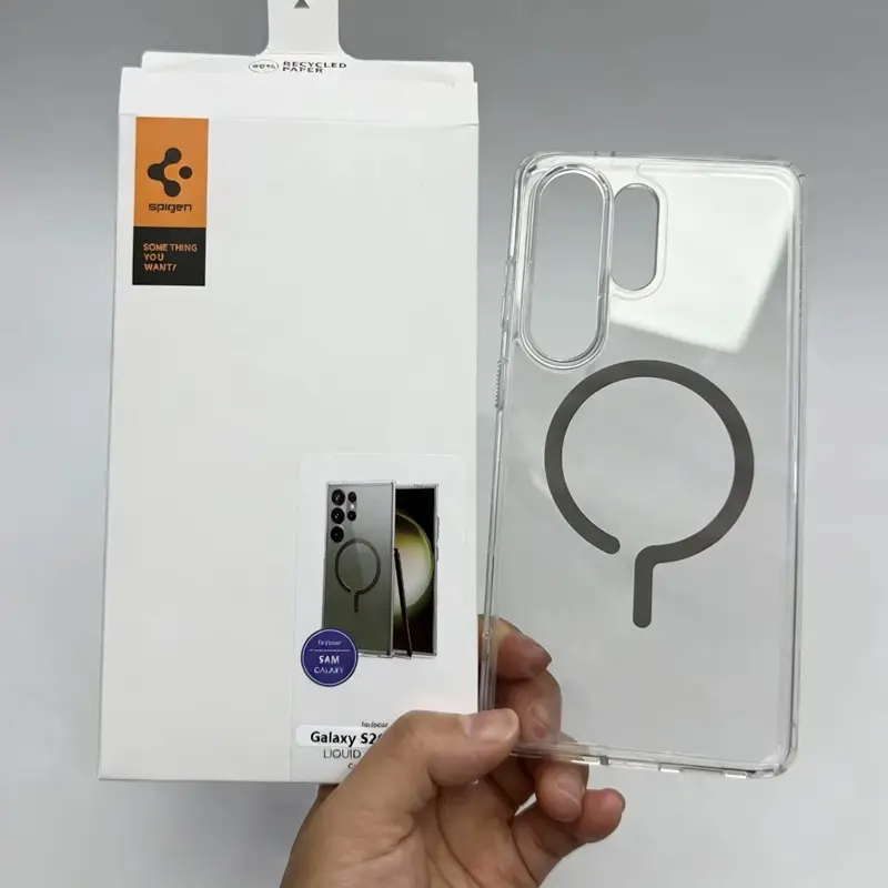Spigen Clear Case For Magsafe Grey Magnetic Charging Ring For Samsung Galaxy S23 S24 S25 S25+ S26 Ultra TPU+PC Protective Cover - 3