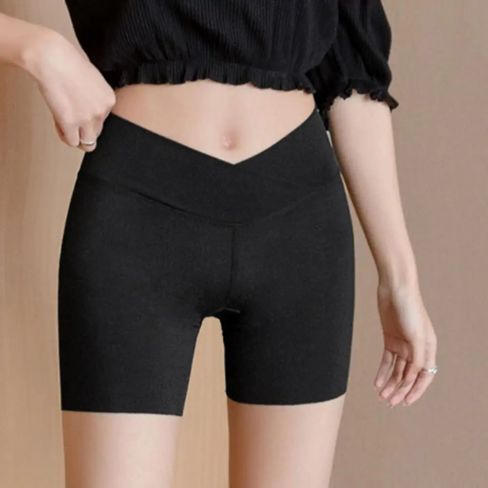 Leg Shorts Ergonomic Shorts High Waist Ice Silk Safety Shorts for Women Trouser Leg Design for Slimmer Look Ultra-thin Bottoming