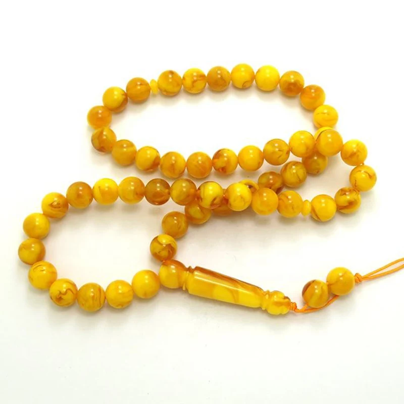 Wholesale resin amber color Muslim amber rosary prayer beads tesbih for women as gift