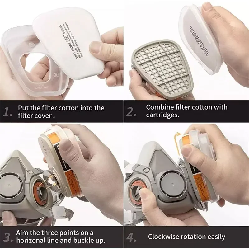 6200 7 in1 Gas Mask Gas-Proof Half Face Mask Series Combination Matched with 6001/2091/5n11 Filters Chemical Organic