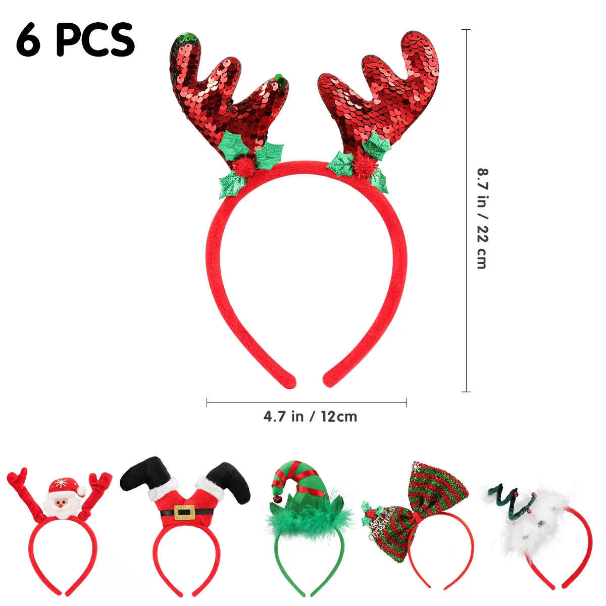 Frcolor 6 pçs tiaras de natal fantasia natal headwears aros de cabelo acessórios para o cabelo crianças adultos festa de natal favores