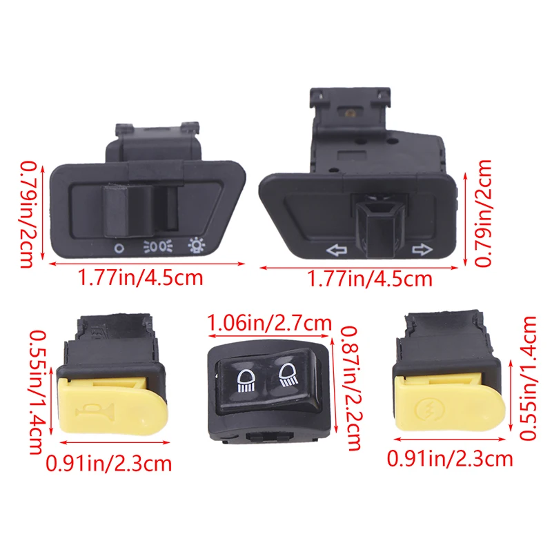 New 5Pcs/Set Motorcycle Button Switch Head Light Horn Dimmer Turn Singal Starter High Low Beam Electric Start Button For Moto