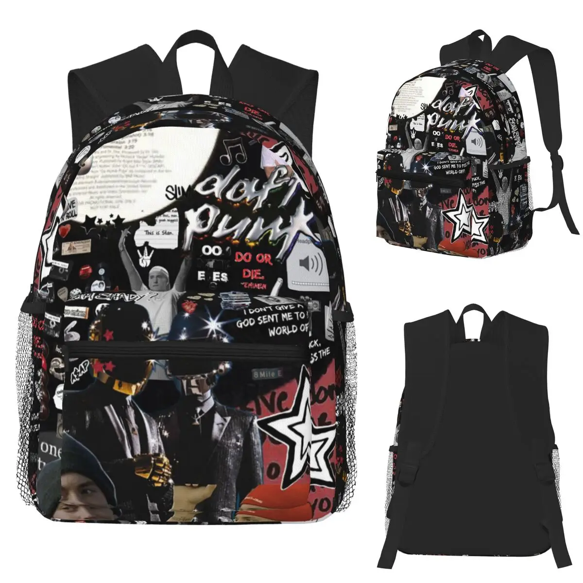 

Rapper Rap God Eminem Student Backpack School Bag Hiking Travel Daypack for Boys Girls Fashion Bookbag Shoulder Bags