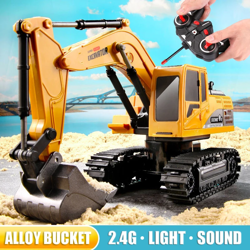 מכונת חפירה RC 2.4Ghz 6 ערוצים 1:24 מכונית הנדסה RC מתכת ופלסטיק צעצוע לילדים 6CH ו-5CH RTR למתנת חג המולד