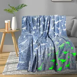 1pc Dinosaur Blanket for Boys Girls Glow in The Dark Blankets for Boys Soft Fleece Blankets for Kids Personalized Baby Blanket