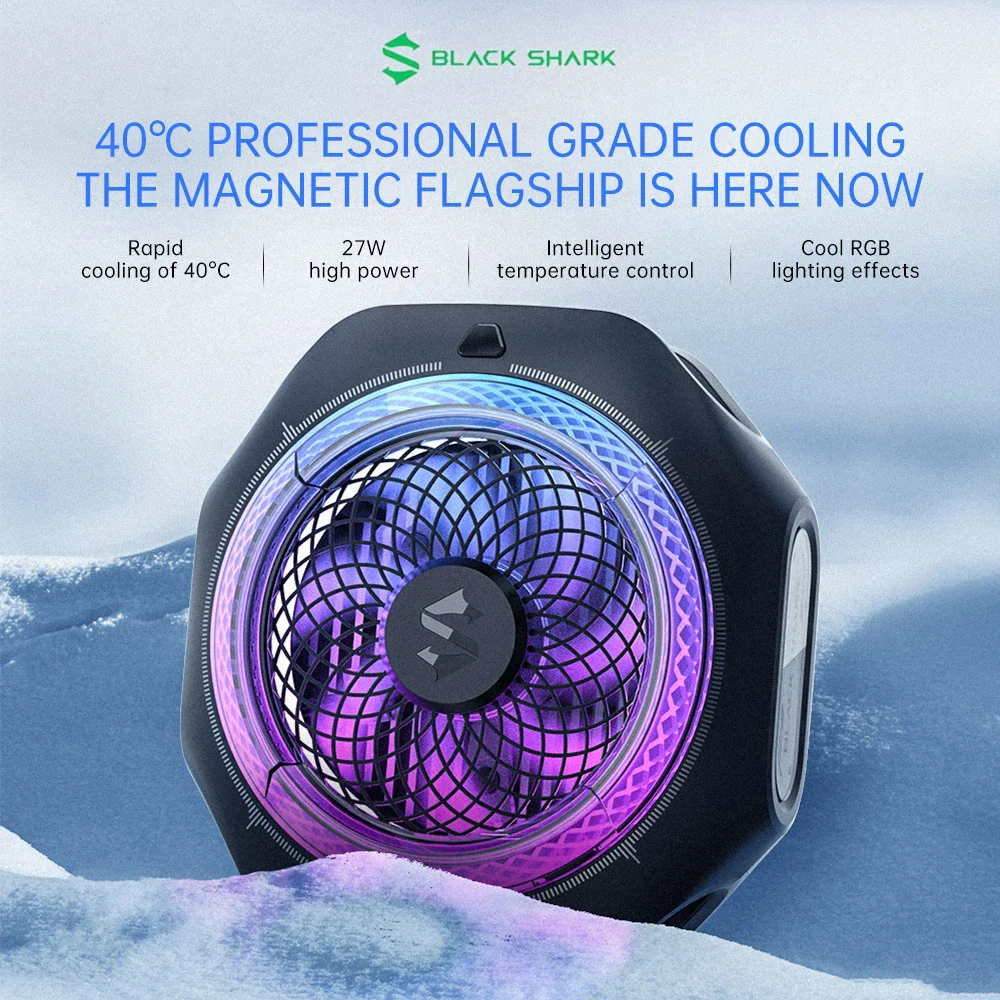 Black Shark 4Pro Cellphone Cooler Magnetic Radiator RGB Light Super Heat Dissipation Silent For Live Broadcast iPhone Android