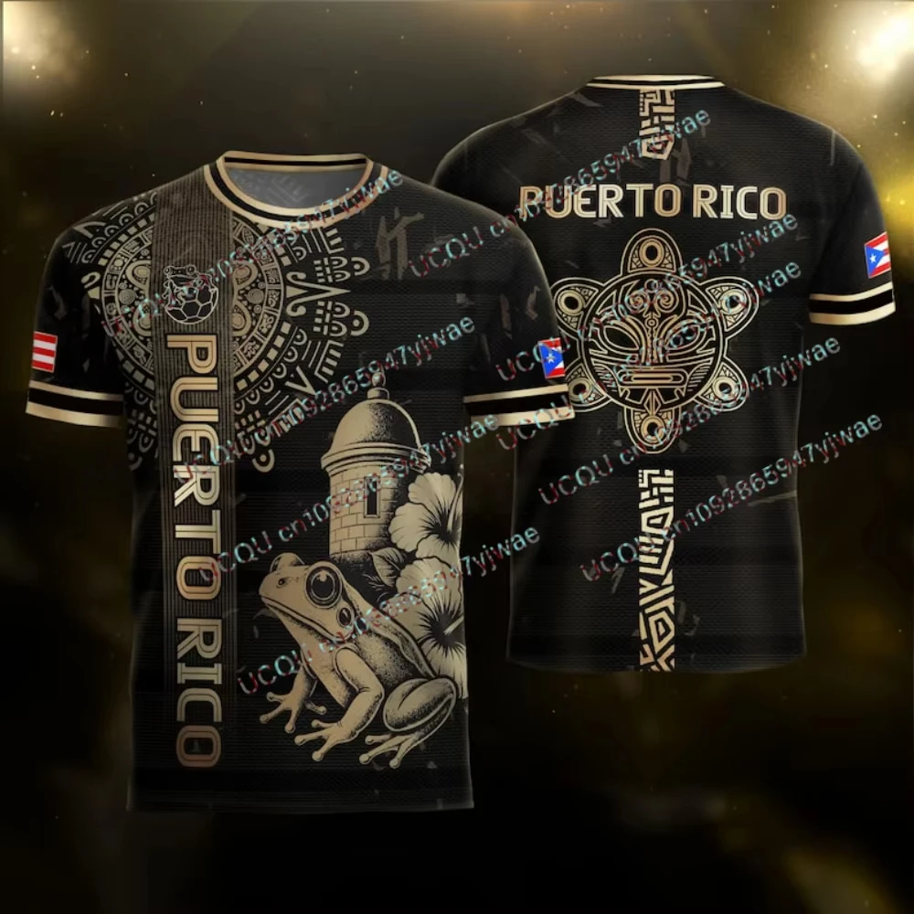 Summer Men's Women's Short Sleeve T-shirt Game Day Outfit Tops Soccer Fans  Puerto Rican Soccer Jersey Fans T-shirt