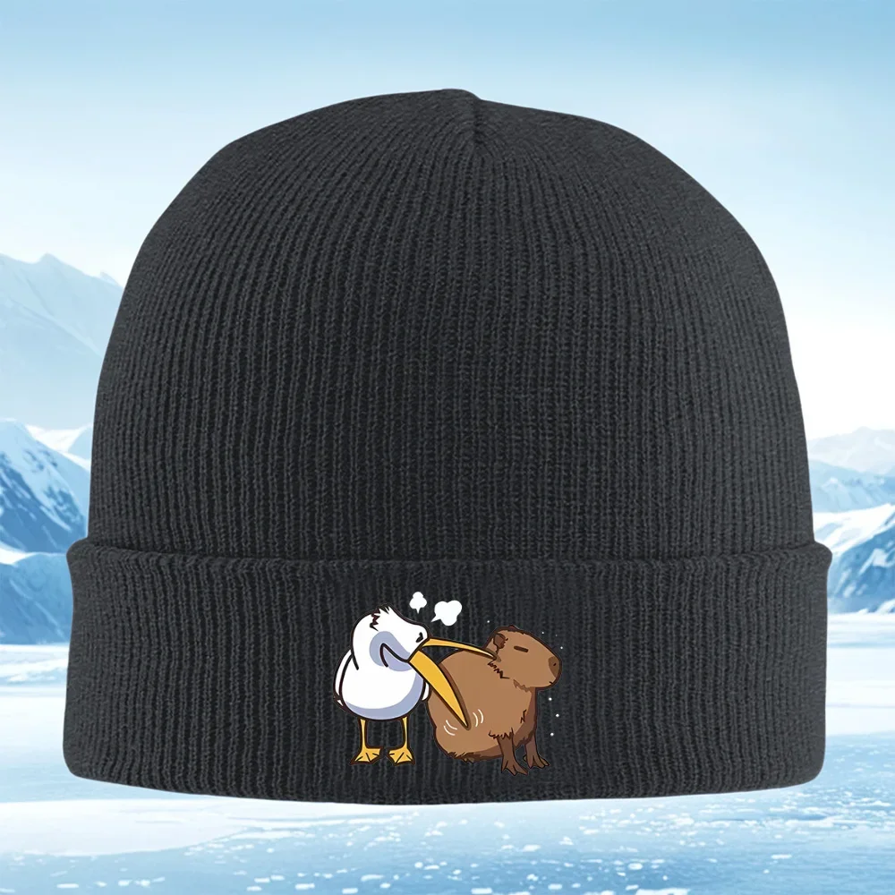Bird is scratching body de capibara hombres mujeres Unisex gorro de punto gorro jersey invierno térmico cálido Navidad ciclismo