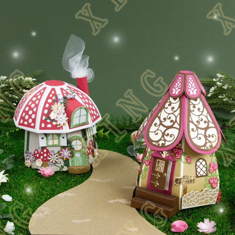 New Christmas Bell Enchanted Fairy Village Box utting Dies Craft Embossing Make Paper Greeting Card Making Template DIY Handmade