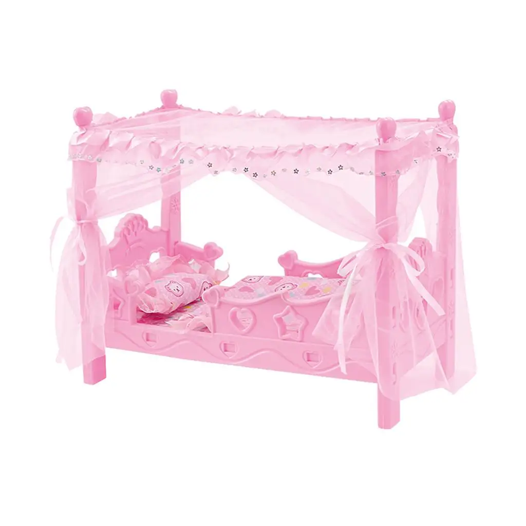 Doll Sleeping Crib with Canopy & Bedding for Mel-chan Doll Furniture Pink