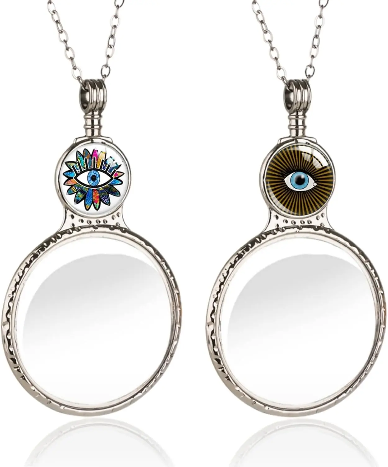 2 Pack Magnifying Glass Necklaces10x Magnifying Long Chain, Women's Choker for Reading Jewelry Needlework Vision Enhancement