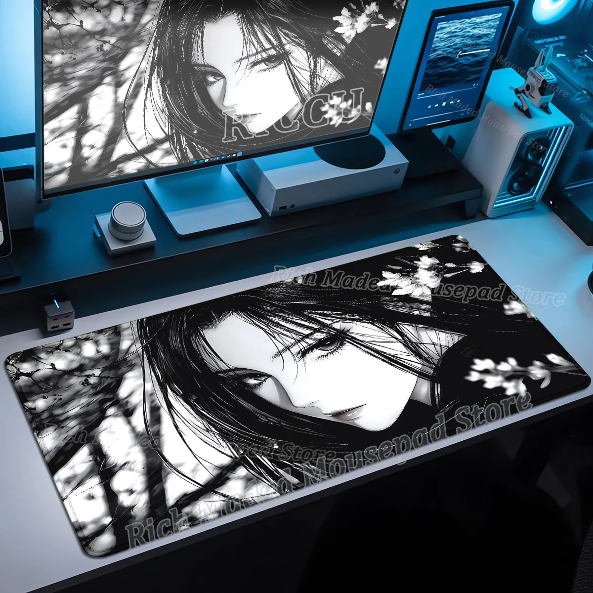 Gaming Black XXL Mouse Pad 900x400mm Kawaii Anime Girl Mousepad Gamer Large Non-Slip Computer Keyboard Mouse Mat Cute Desk Mat