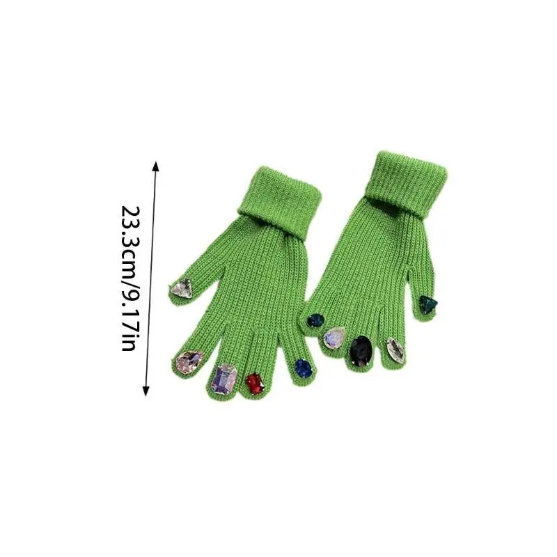 39BD Touchscreen-Strickhandschuhe für Damen, Strass-Handschuhe, französische Luxus-Vollfingerhandschuhe – Detail 6