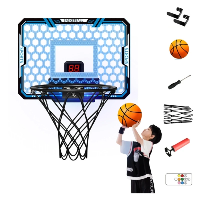 Adjustable Height Wall Mounted Basketball Hoops Indoor Large Basketball Hoops Toy 4XBB