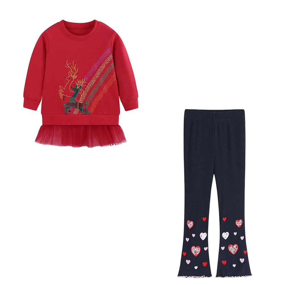 Jumping Meters 2-7T 2026 Christmas Long Sleeve Sweatshirts + Leggings Children's Clothing Sets Autumn 2 Pcs Suit Kids Outfits