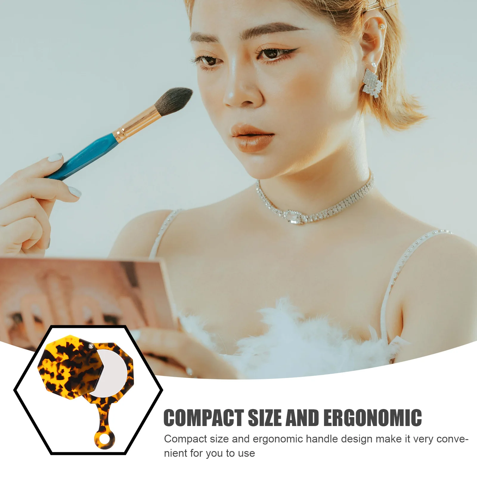 

Vintage Handheld Makeup Mirror Portable Travel Lightweight Design Compact Small Mirror with High Definition Surface