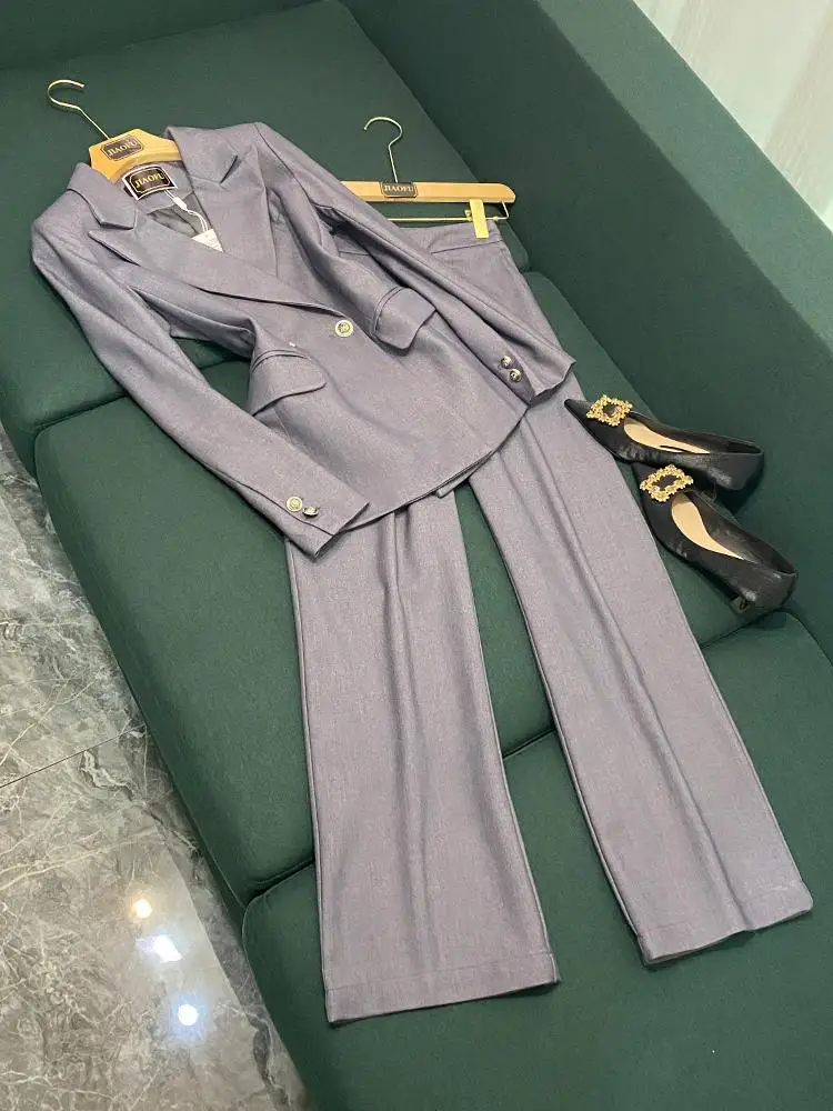 

ay Casual Suit Set Women's Profional High-End Personali Wide Leg Pants Suit Two-Piece Set Commute Sle Faionable