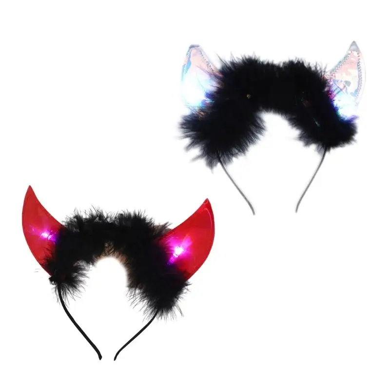 

Halloween Glow in the Dark Horn Headband for Costume Parties and Cosplay Hairbands Cow Horns Hair Hoop