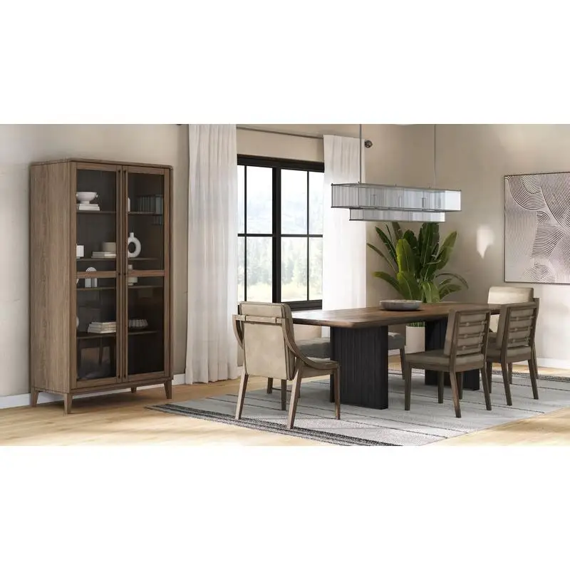 Vetrina Latte Peppercorn per mobili da soggiorno, design moderno con ripiani e ante in vetro,