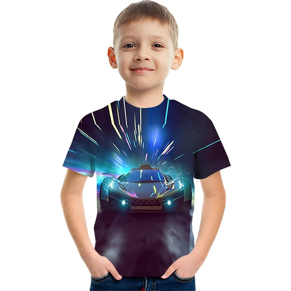 Wyścigi 3d koszulka z nadrukiem dzieci dziecięce koszulki urodzinowe ubranka dla dzieci chłopcy dziewczęta Casual t-shirty Top Tee lato