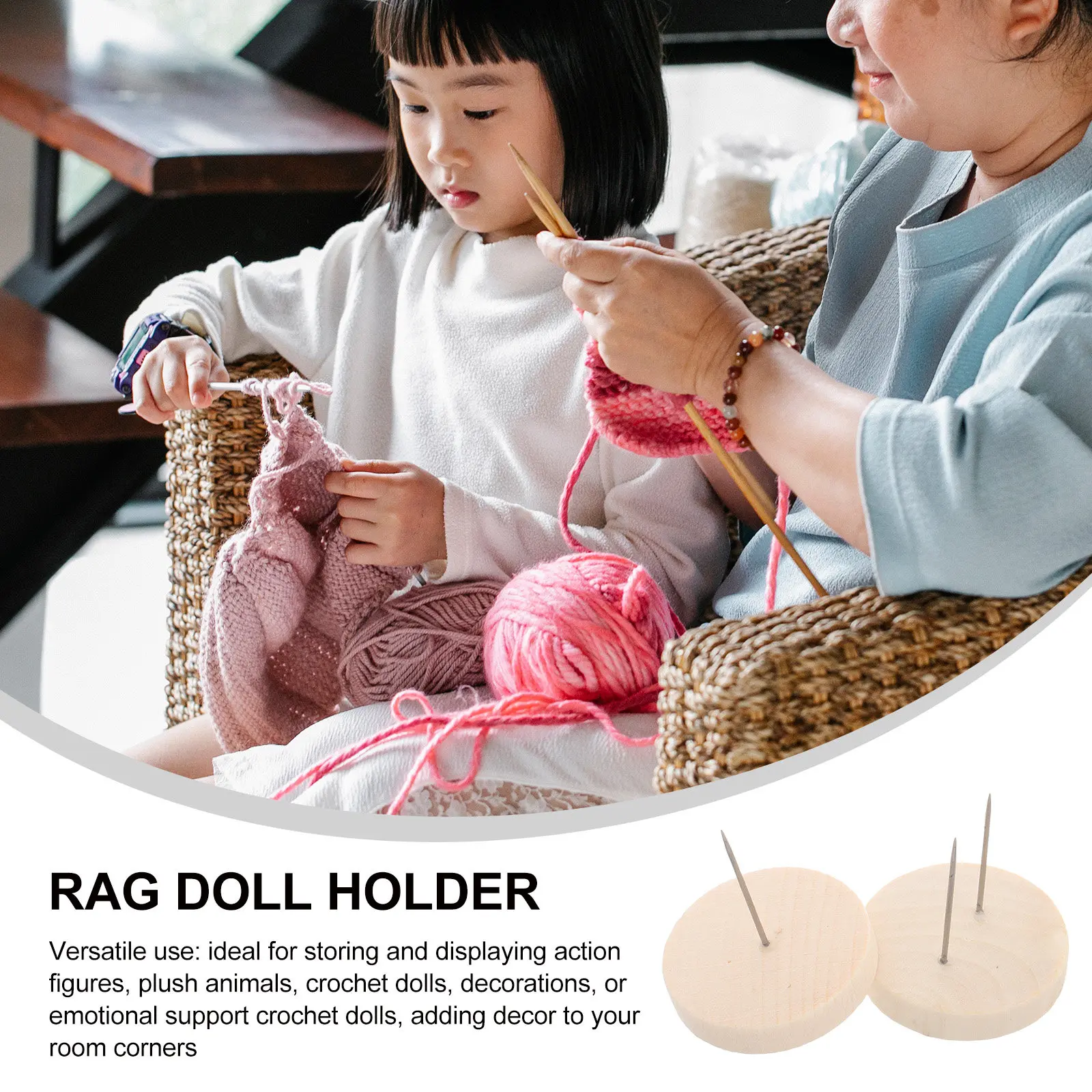 24Pcs Wooden Crochet Base Stand Display Support Single Double Needle Holder Stable Frame for Felt Figure Showcase