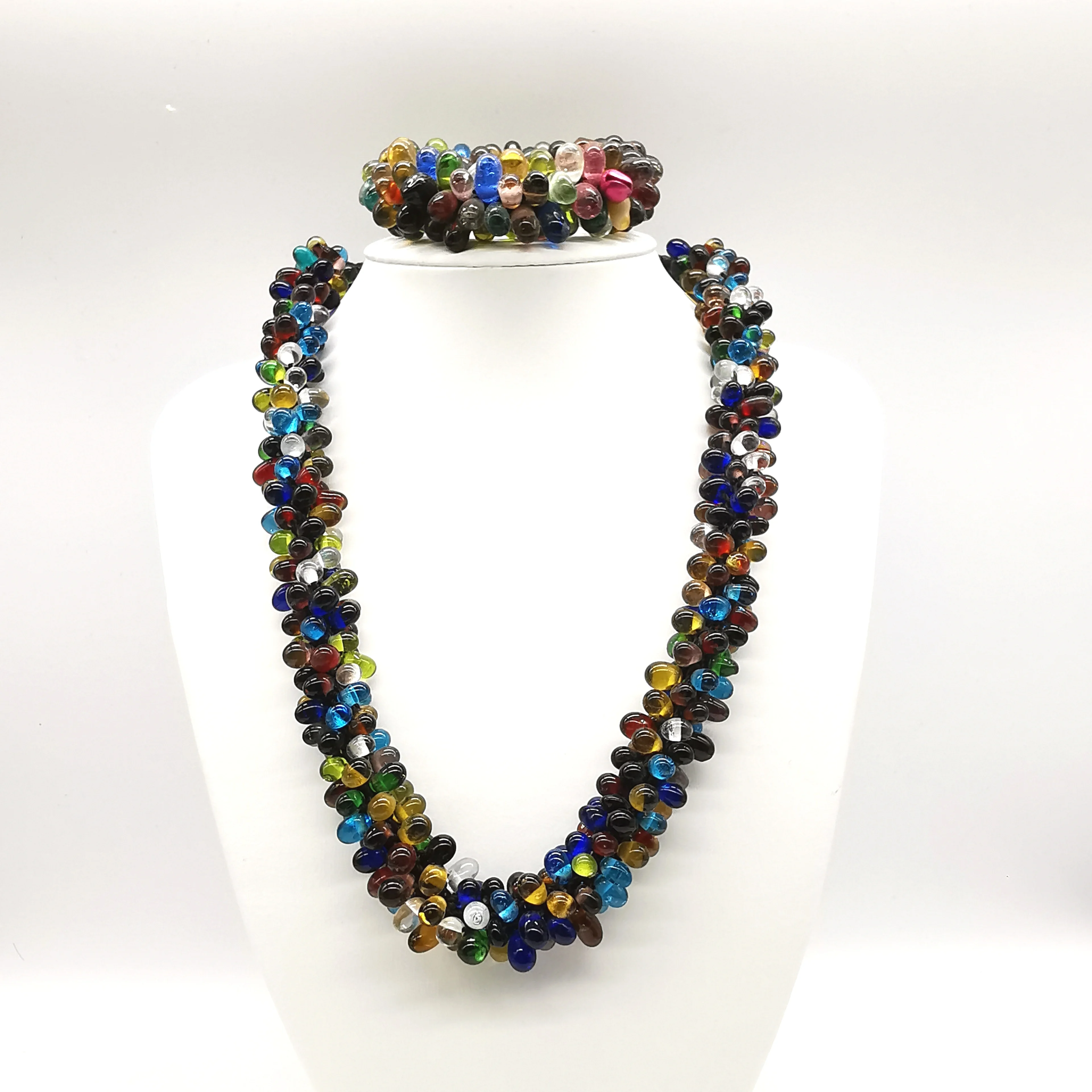 TNL343 Nepal Colorful Lampwork Glass Beaded Necklace for Girls